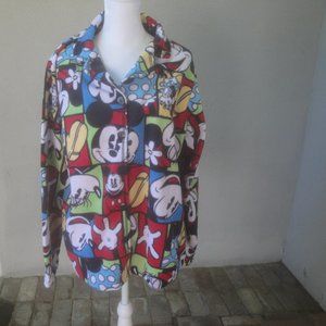 Disney Pajama Top Mickey Mouse Fleece Button Down Front XL